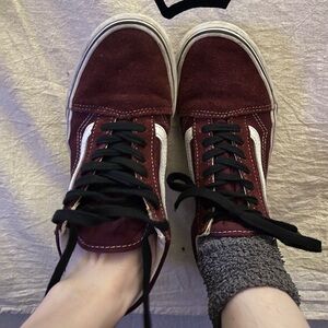Maroon Size 7 Vans with Black Laces